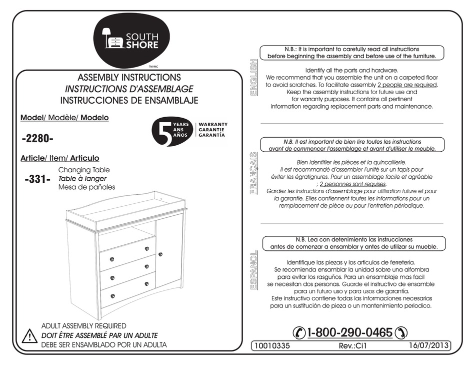 SOUTH SHORE 2280331 ASSEMBLY INSTRUCTIONS MANUAL Pdf Download ManualsLib