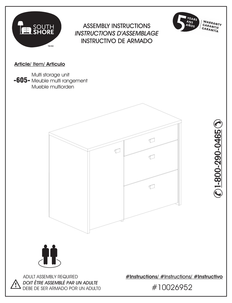 SOUTH SHORE 605 ASSEMBLY INSTRUCTIONS MANUAL Pdf Download ManualsLib