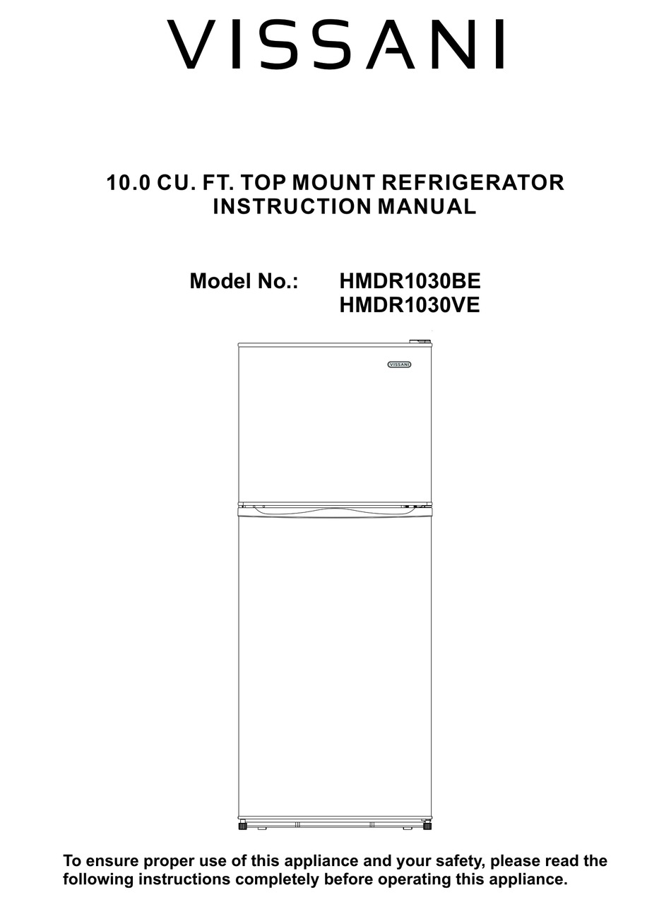 VISSANI HMDR1030BE INSTRUCTION MANUAL Pdf Download ManualsLib