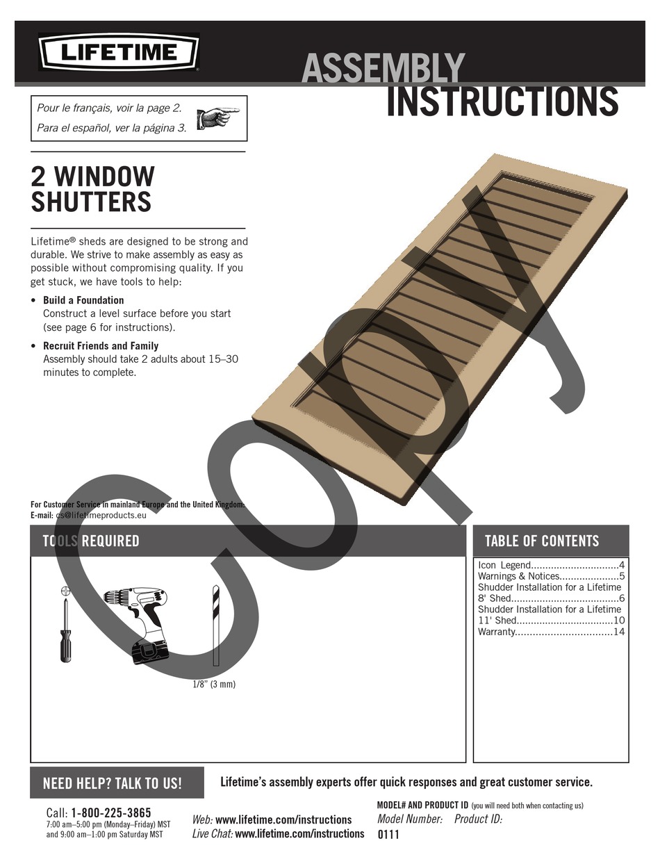 LIFETIME 0111 ASSEMBLY INSTRUCTIONS MANUAL Pdf Download ManualsLib