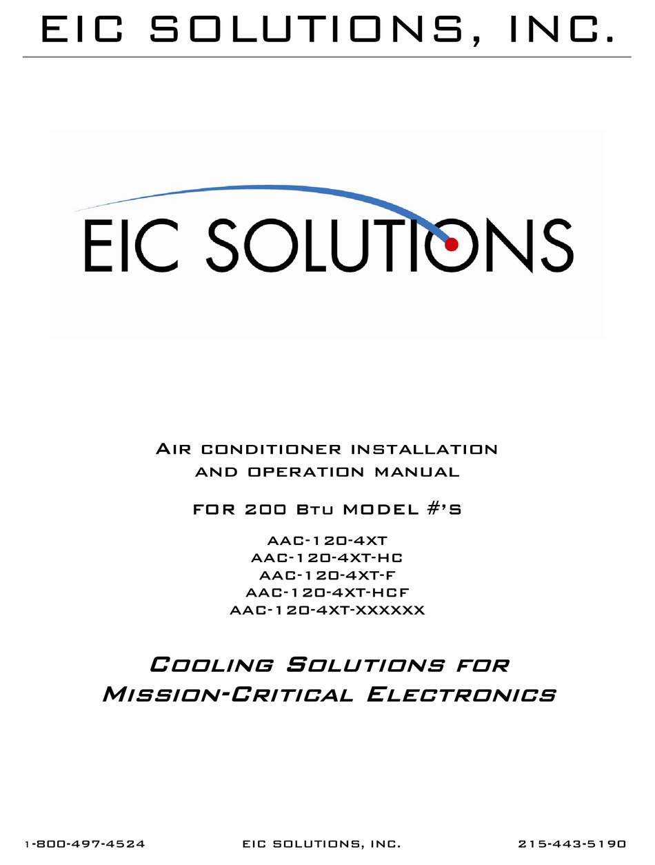 EIC SOLUTIONS AAC 120 4XT SERIES INSTALLATION AND OPERATION MANUAL Pdf 