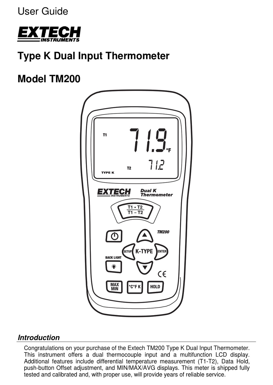 EXTECH INSTRUMENTS TM200 USER MANUAL Pdf Download | ManualsLib