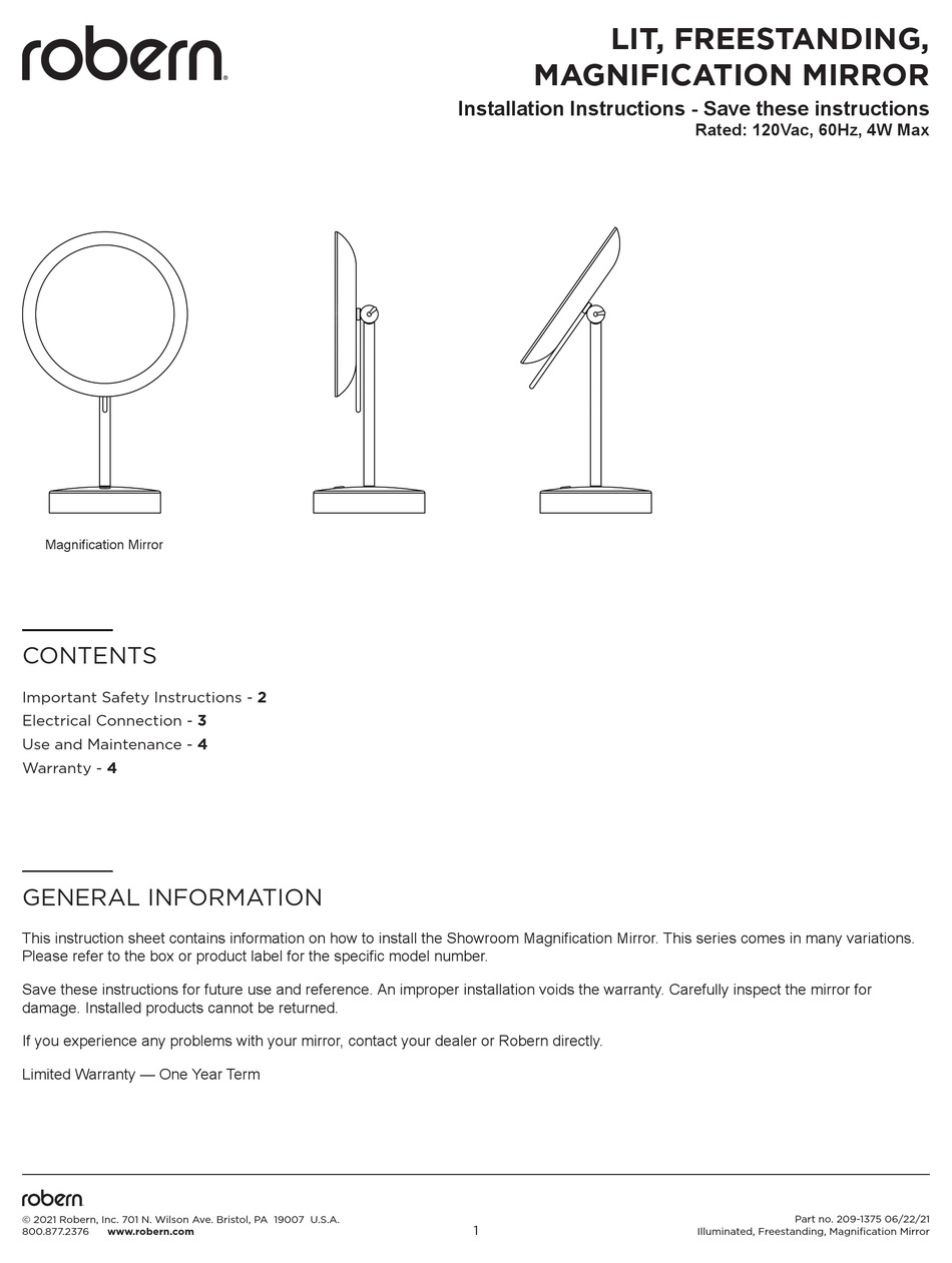 ROBERN 2091375 06 INSTALLATION INSTRUCTIONS MANUAL Pdf Download