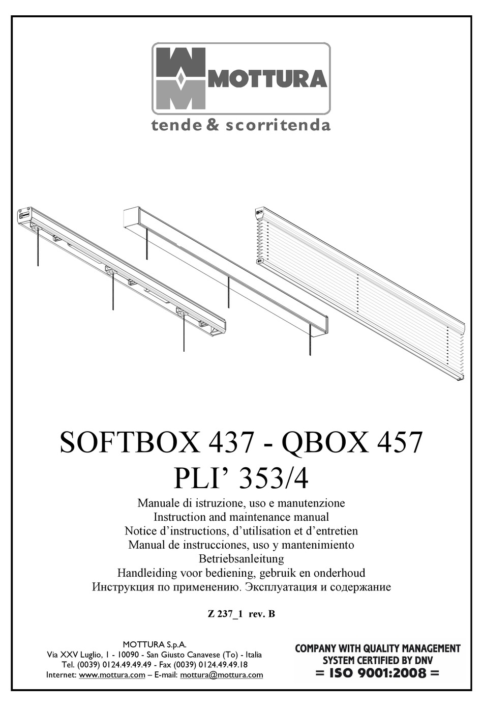 MOTTURA SOFTBOX 437 INSTRUCTION AND MAINTENANCE MANUAL Pdf Download
