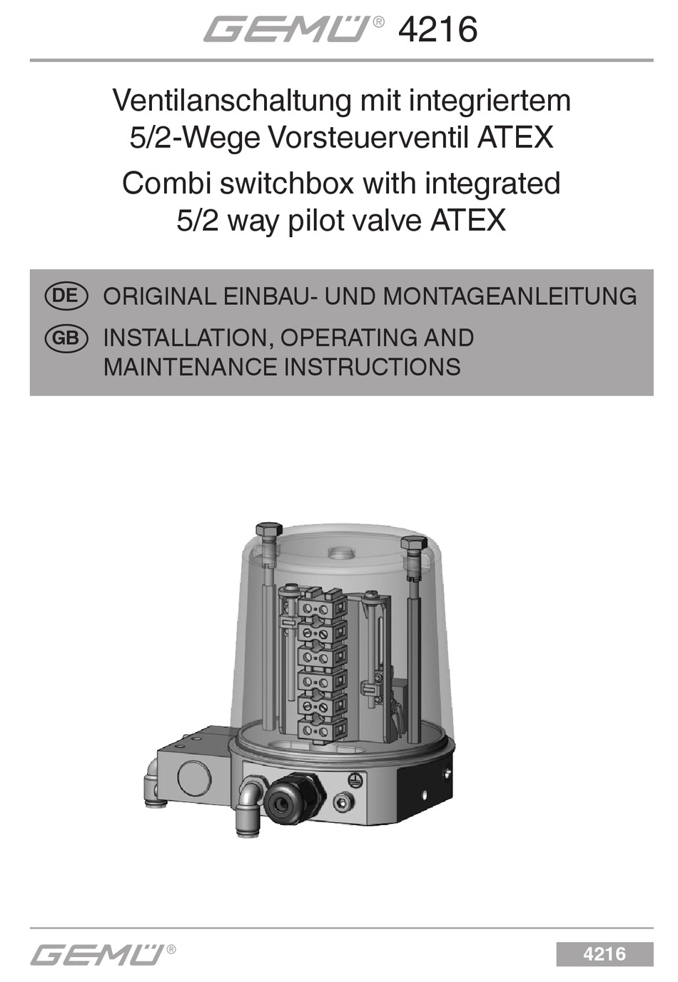 GEM 4216 INSTALLATION, OPERATING AND MAINTENANCE INSTRUCTIONS Pdf