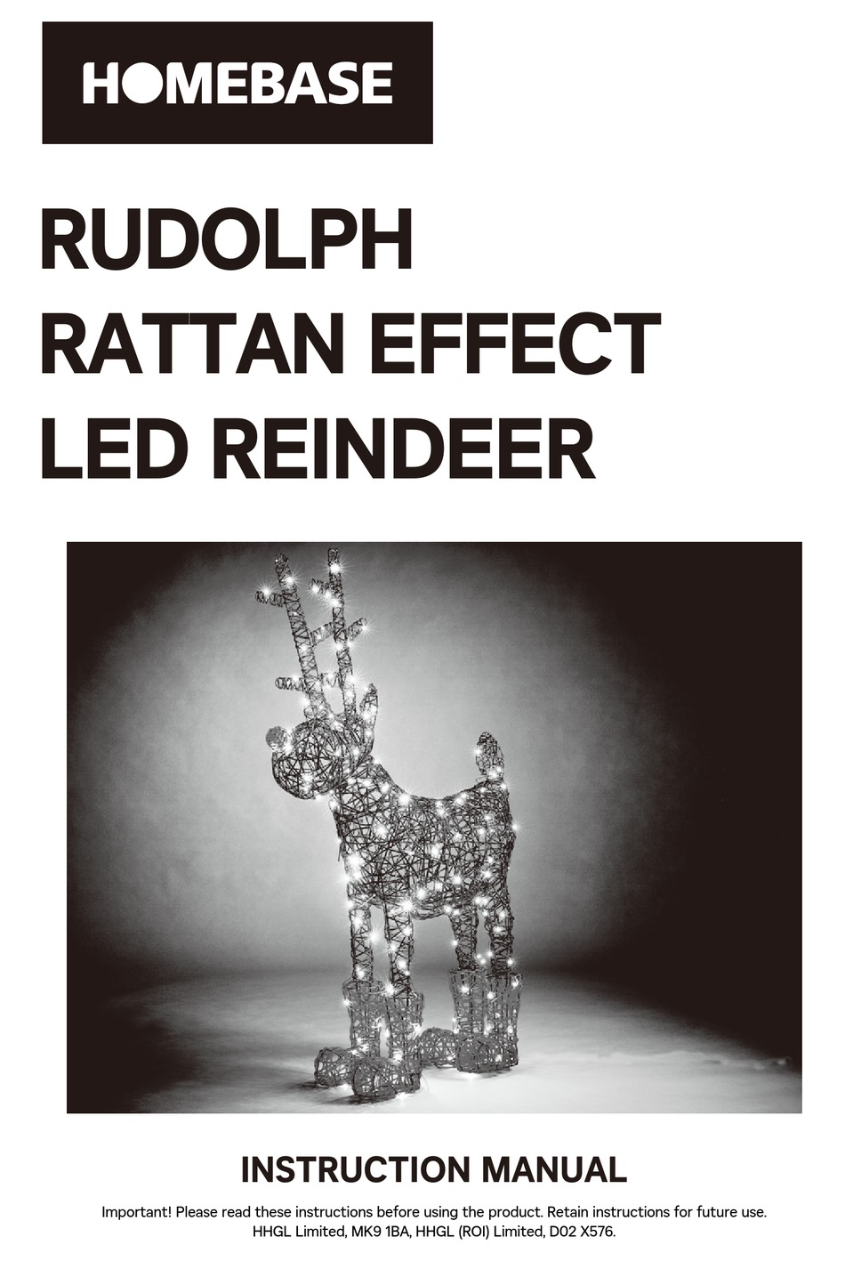 HOMEBASE RUDOLPH RATTAN EFFECT LED REINDEER INSTRUCTION MANUAL Pdf ...