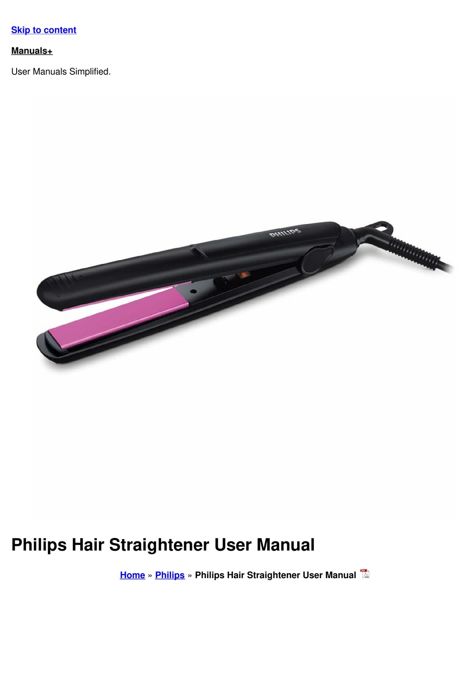 PHILIPS HP8302 USER MANUAL Pdf Download | ManualsLib