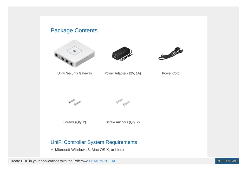 UBIQUITI UNIFI USG QUICK START MANUAL Pdf Download ManuaLib