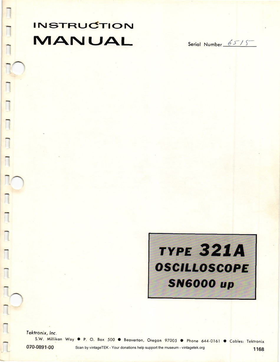 TEKTRONIX 321A INSTRUCTION MANUAL Pdf Download | ManualsLib