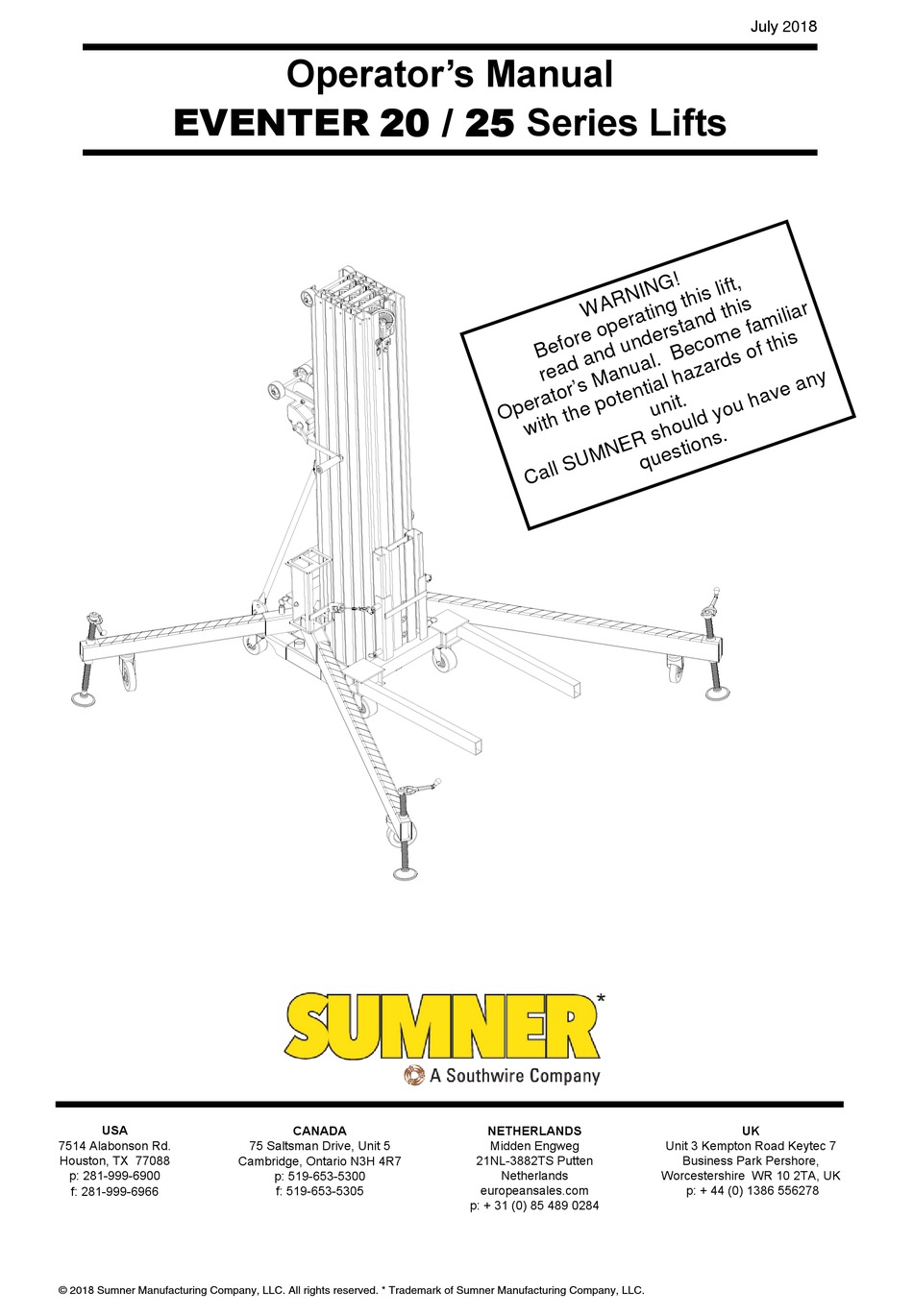 SOUTHWIRE SUMNER EVENTER 20 SERIES OPERATOR