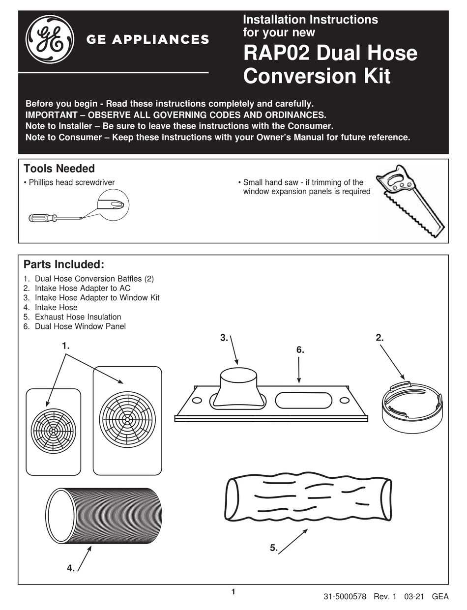 GE RAP02 INSTALLATION INSTRUCTIONS MANUAL Pdf Download ManualsLib