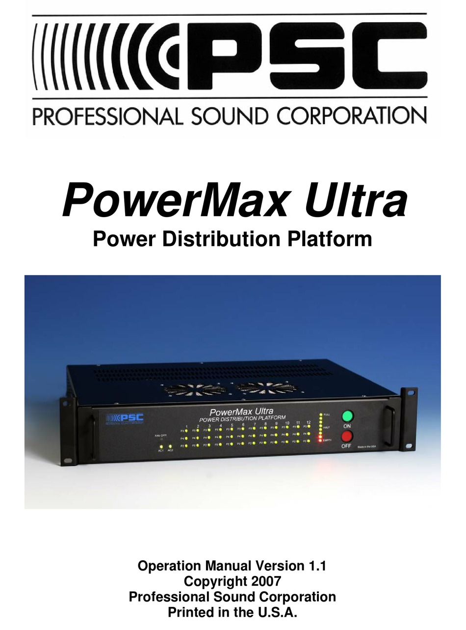 PSC POWERMAX ULTRA OPERATION MANUAL Pdf Download ManualsLib