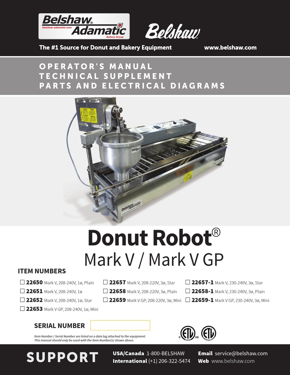 BELSHAW BROTHERS DONUT ROBOT MARK II OPERATOR