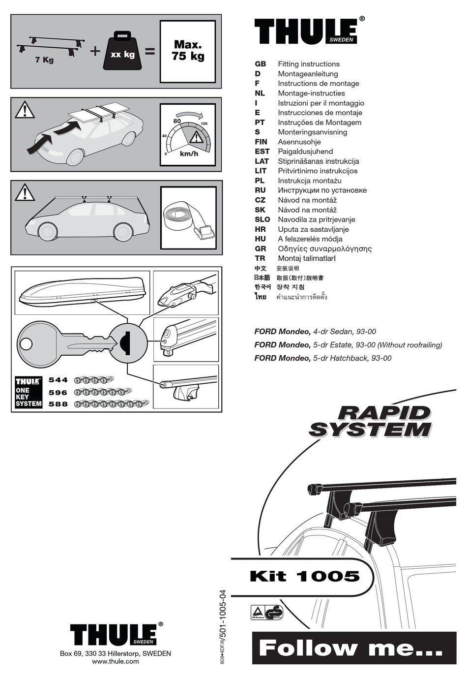 THULE KIT 1005 FITTING INSTRUCTIONS MANUAL Pdf Download ManualsLib