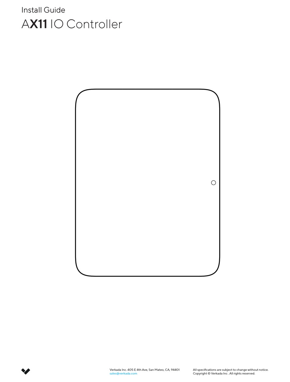 VERKADA AX11 INSTALL MANUAL Pdf Download ManualsLib