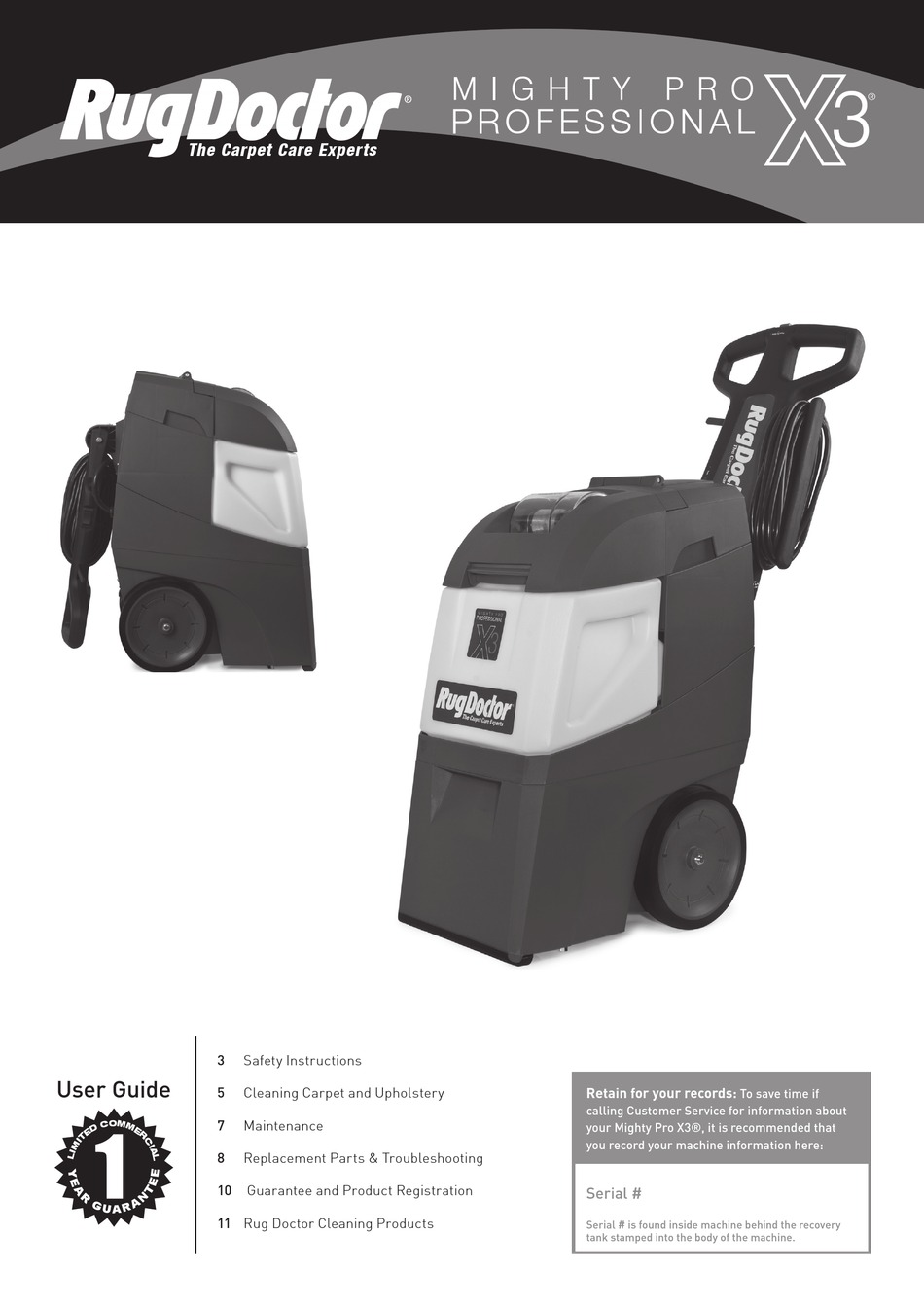 RUGDOCTOR MIGHTY PRO X3 USER MANUAL Pdf Download ManualsLib
