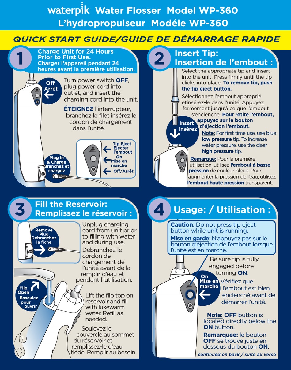 WATERPIK WP360 QUICK START MANUAL Pdf Download ManualsLib
