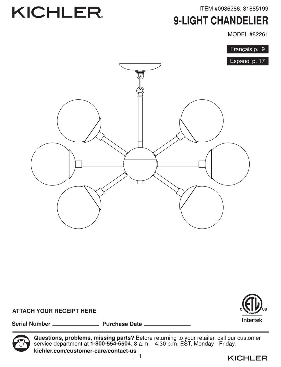 KICHLER LIGHTING 82261 INSTRUCTION MANUAL Pdf Download ManualsLib