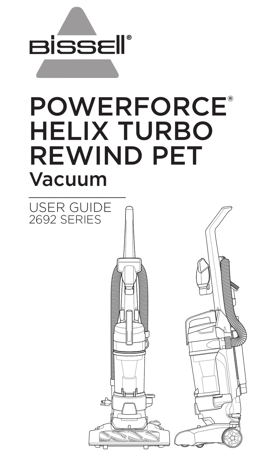 BISSELL POWERFORCE HELIX TURBO REWIND PET 2692 SERIES USER MANUAL Pdf