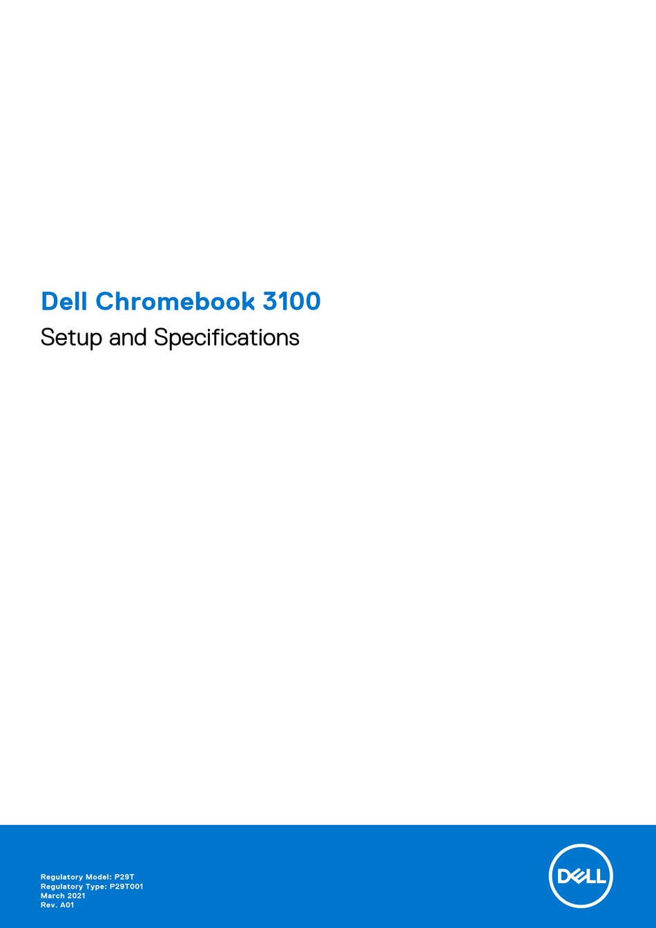 DELL CHROMEBOOK 3100 SETUP AND SPECIFICATIONS Pdf Download ManualsLib