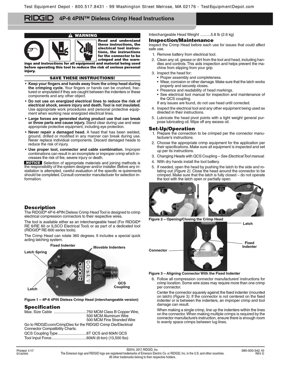 RIDGID 4P-6 4PIN HEAD INSTRUCTIONS Pdf Download | ManualsLib