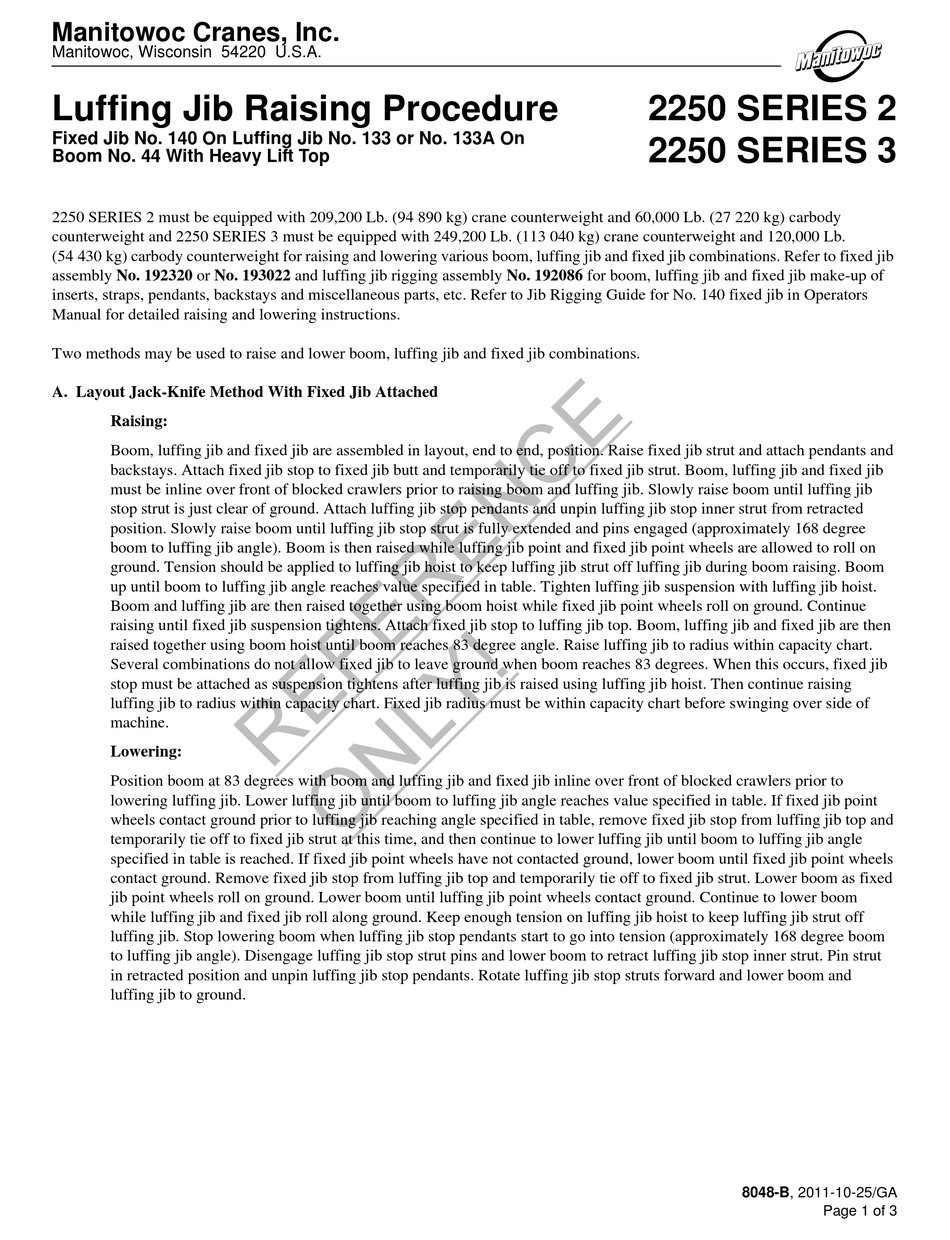 MANITOWOC 2250 2 SERIES QUICK START MANUAL Pdf Download ManualsLib