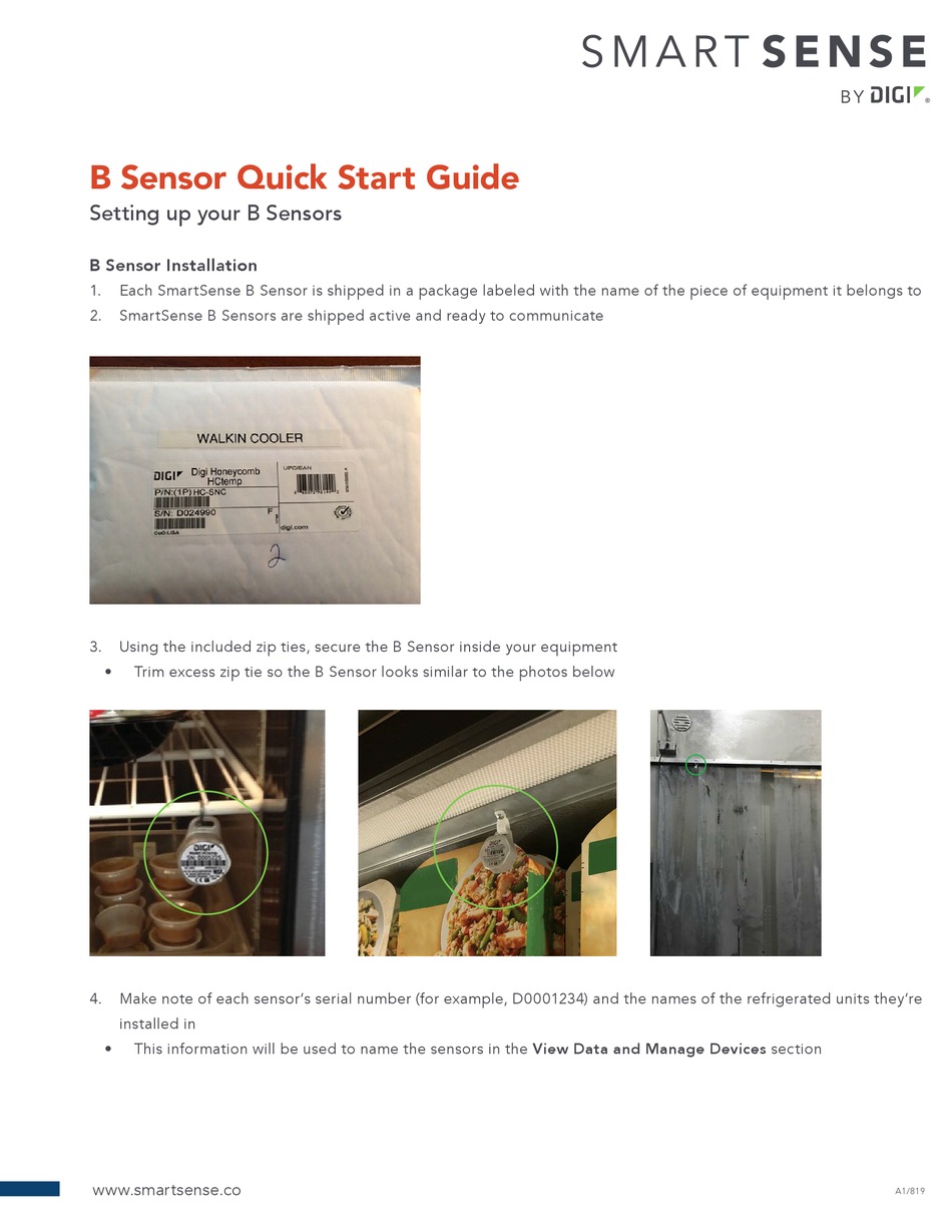 DIGI SMARTSENSE B SENSOR QUICK START MANUAL Pdf Download | ManualsLib