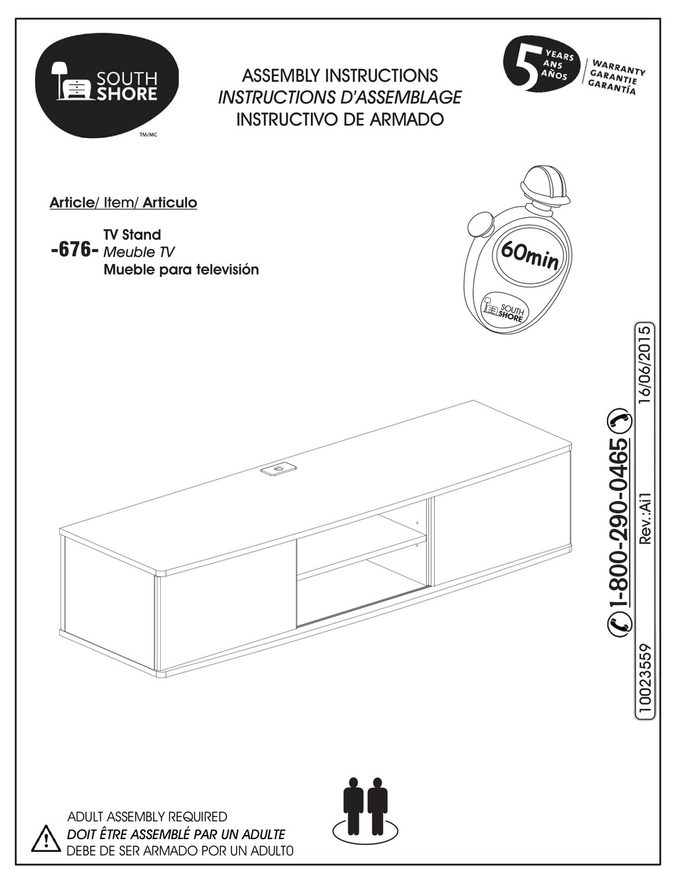 SOUTH SHORE 676 ASSEMBLY INSTRUCTIONS MANUAL Pdf Download ManualsLib