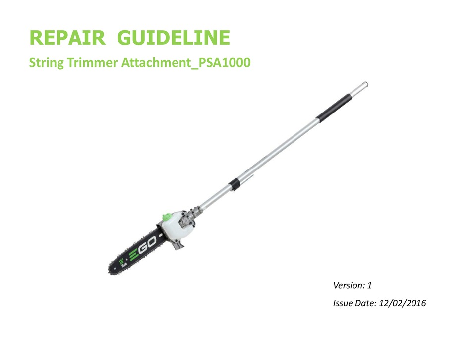 EGO PSA1000 REPAIR MANUAL LINE Pdf Download | ManualsLib