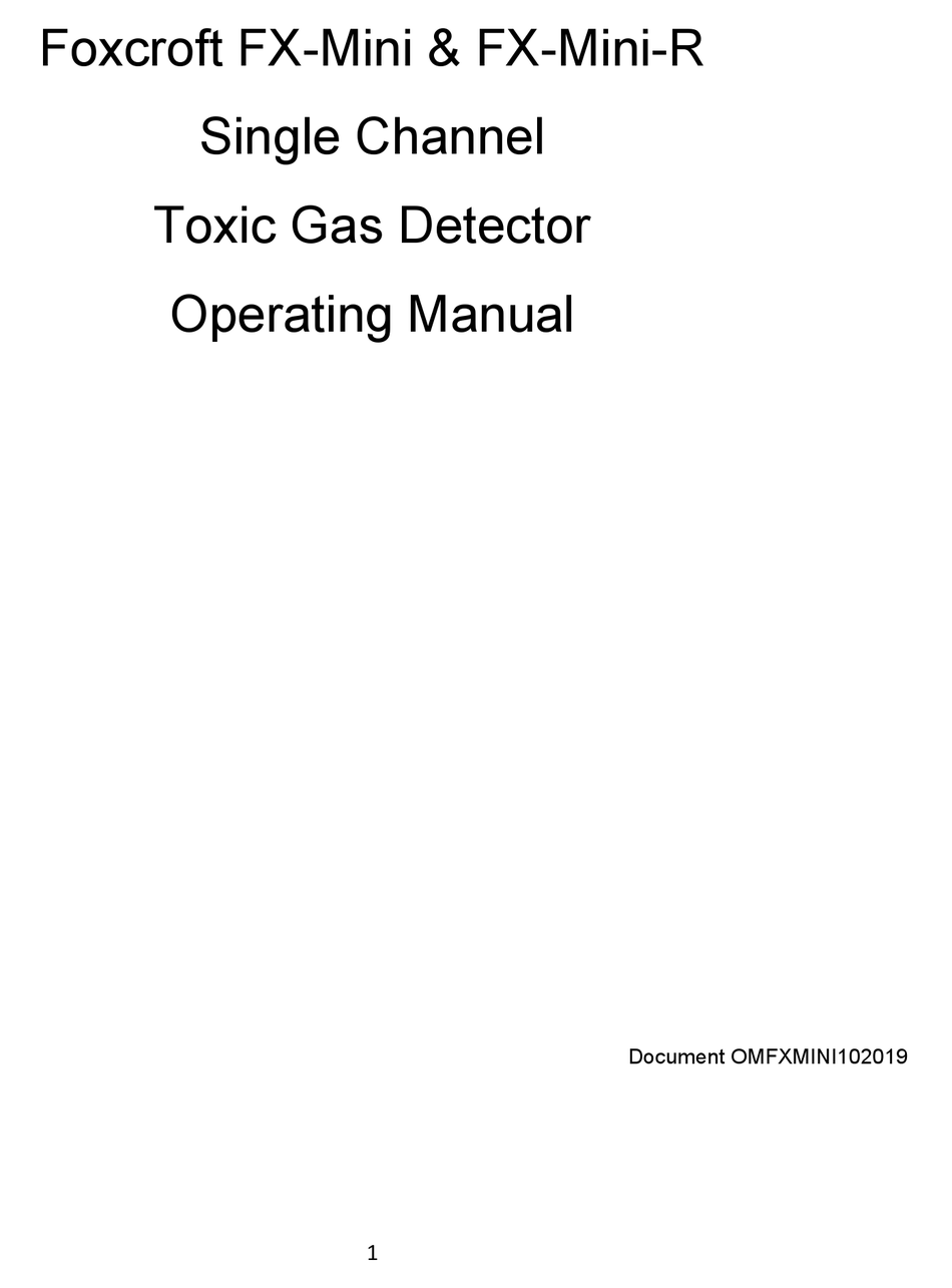 FOXCROFT FXMINI OPERATING MANUAL Pdf Download ManualsLib