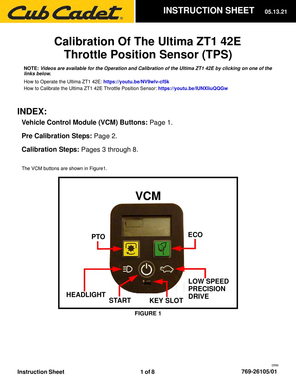 CUB CADET ULTIMA ZT1 42E CALIBRATION Pdf Download ManualsLib
