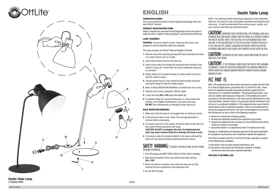 OTTLITE L1T83G59-SHPR QUICK START MANUAL Pdf Download | ManualsLib