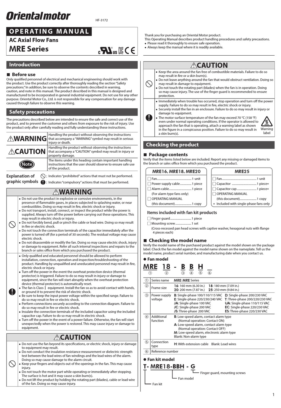 ORIENTALMOTOR MRE SERIES OPERATING MANUAL Pdf Download | ManualsLib