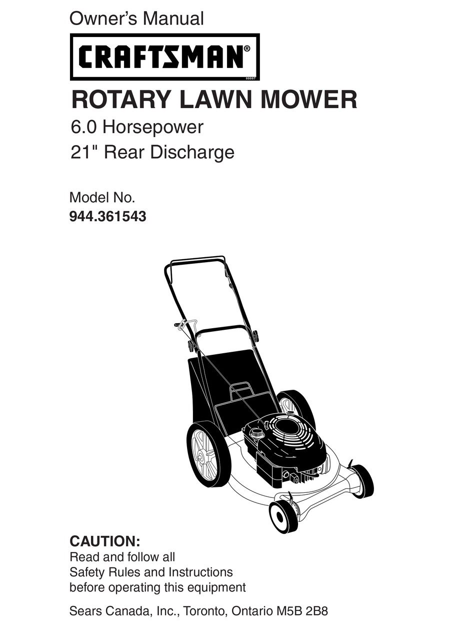 CRAFTSMAN 944.361543 OWNER'S MANUAL Pdf Download | ManualsLib