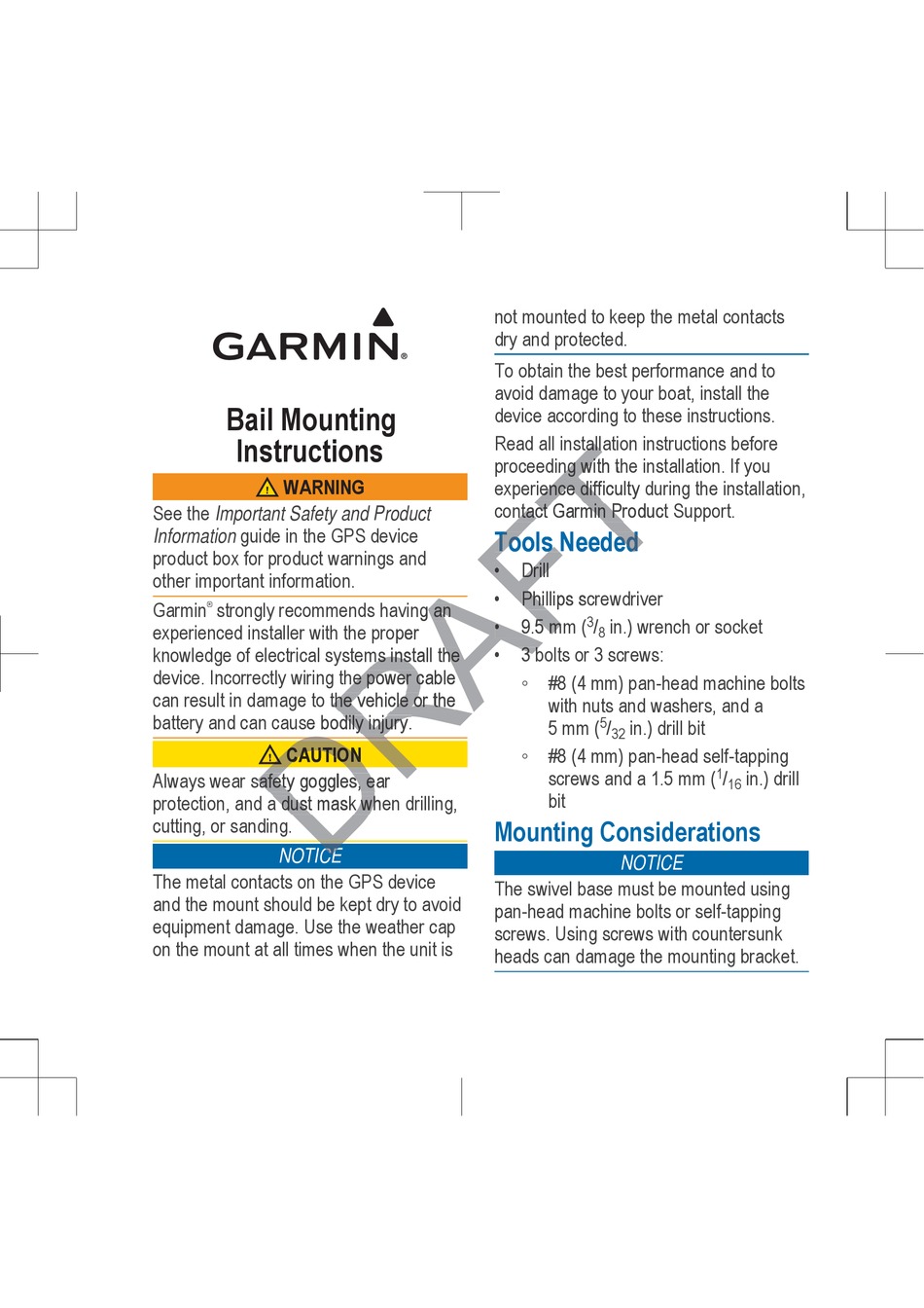 GARMIN BAIL MOUNTING INSTRUCTIONS Pdf Download ManualsLib