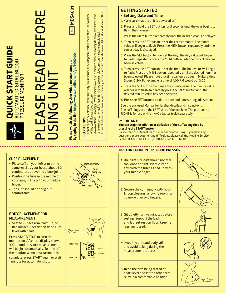 MEDLINE MDS4001 QUICK START MANUAL Pdf Download ManualsLib