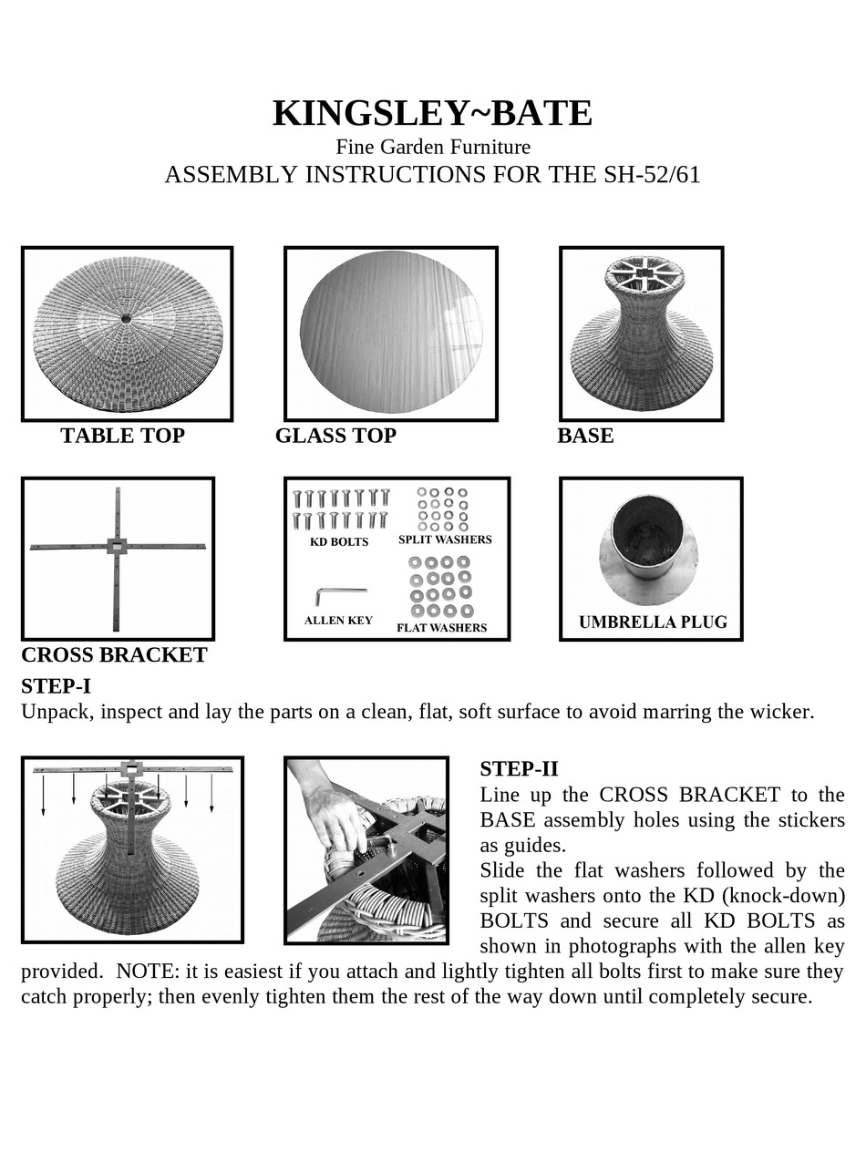 KINGSLEYBATE SH52 ASSEMBLY INSTRUCTIONS Pdf Download ManualsLib