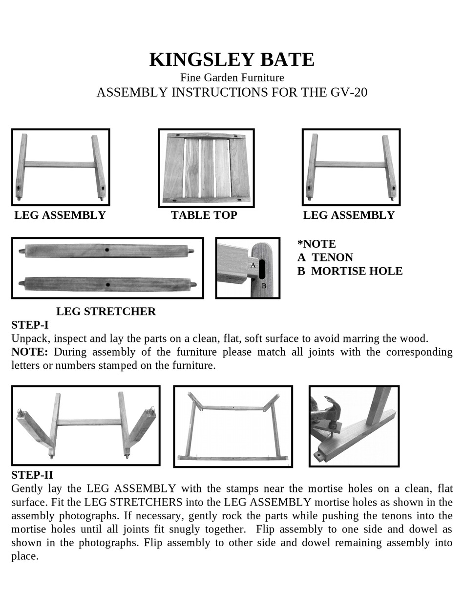 KINGSLEYBATE GV20 ASSEMBLY INSTRUCTIONS Pdf Download ManualsLib