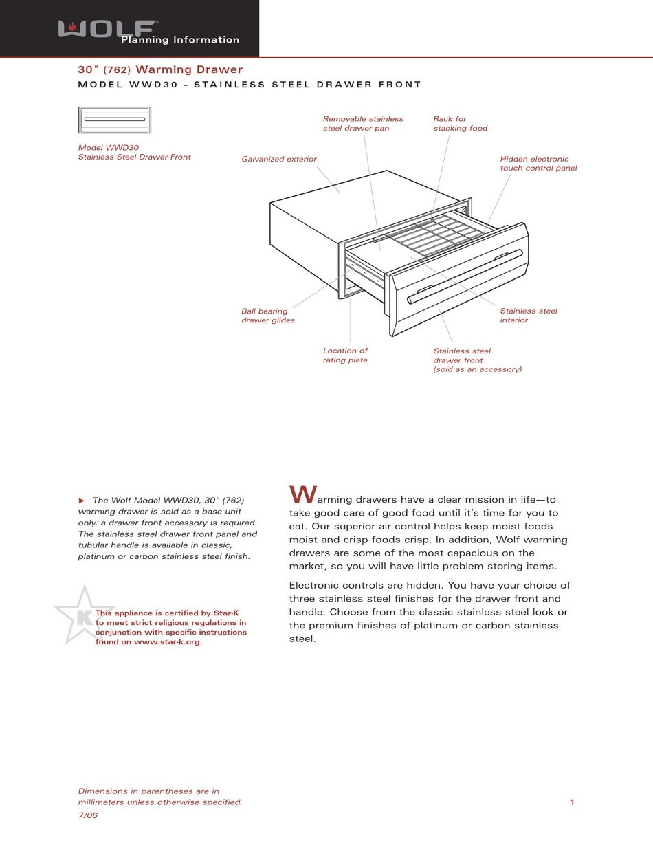 WOLF WWD30 PLANNING INFORMATION Pdf Download ManualsLib