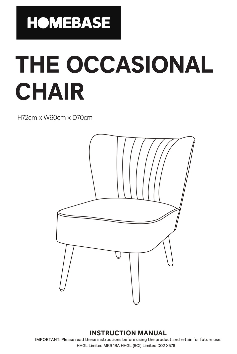 HOMEBASE THE OCCASIONAL CHAIR INSTRUCTION MANUAL Pdf Download | ManualsLib