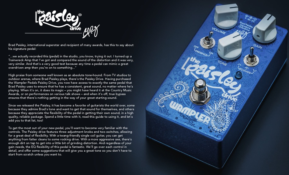 WAMPLER PEDALS THE PAISLEY DRIVE QUICK START MANUAL Pdf Download