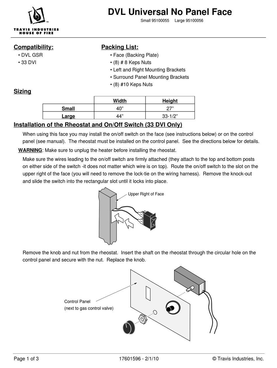 TRAVIS INDUSTRIES 95100055 INSTRUCTIONS Pdf Download | ManualsLib