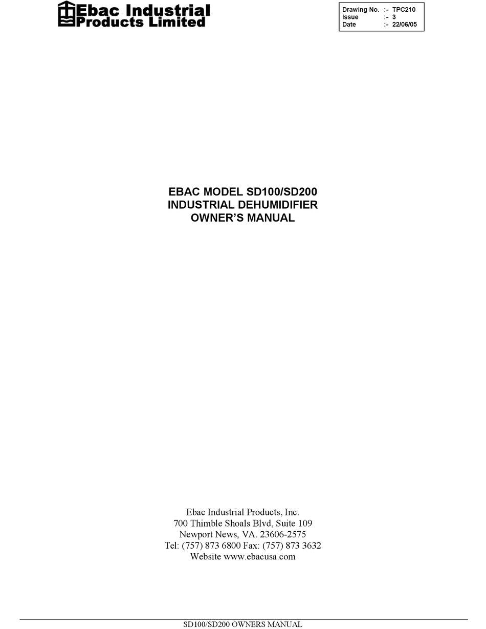 EBAC SD100 OWNER S MANUAL Pdf Download ManualsLib EBAC SD100 OWNER S MANUAL Pdf Download ManualsLib