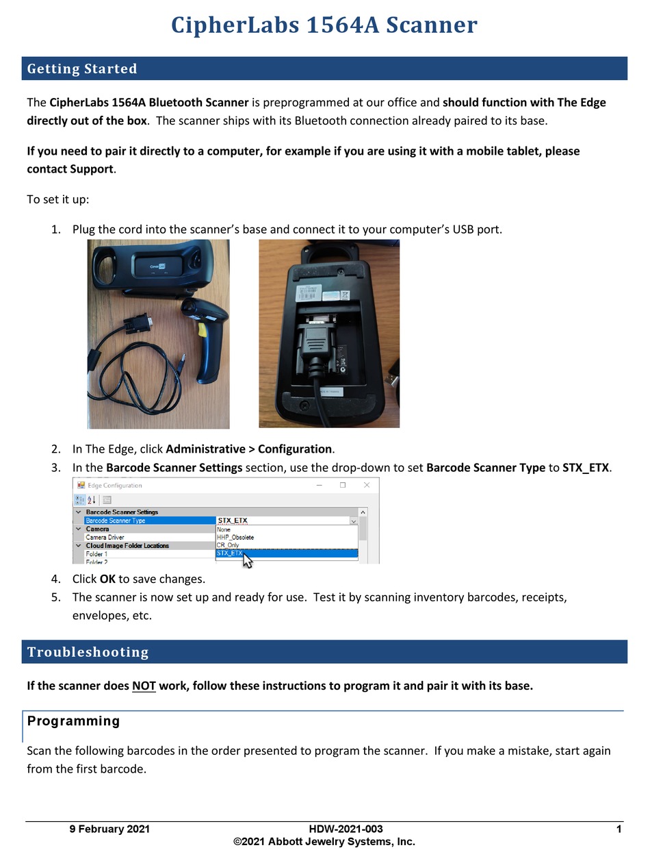 CIPHERLAB 1564A QUICK START MANUAL Pdf Download ManualsLib
