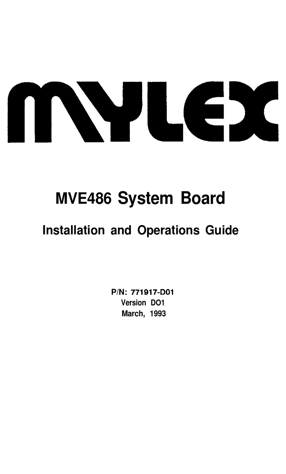 MYLEX MVE486 INSTALLATION AND OPERATION MANUAL Pdf Download ManualsLib