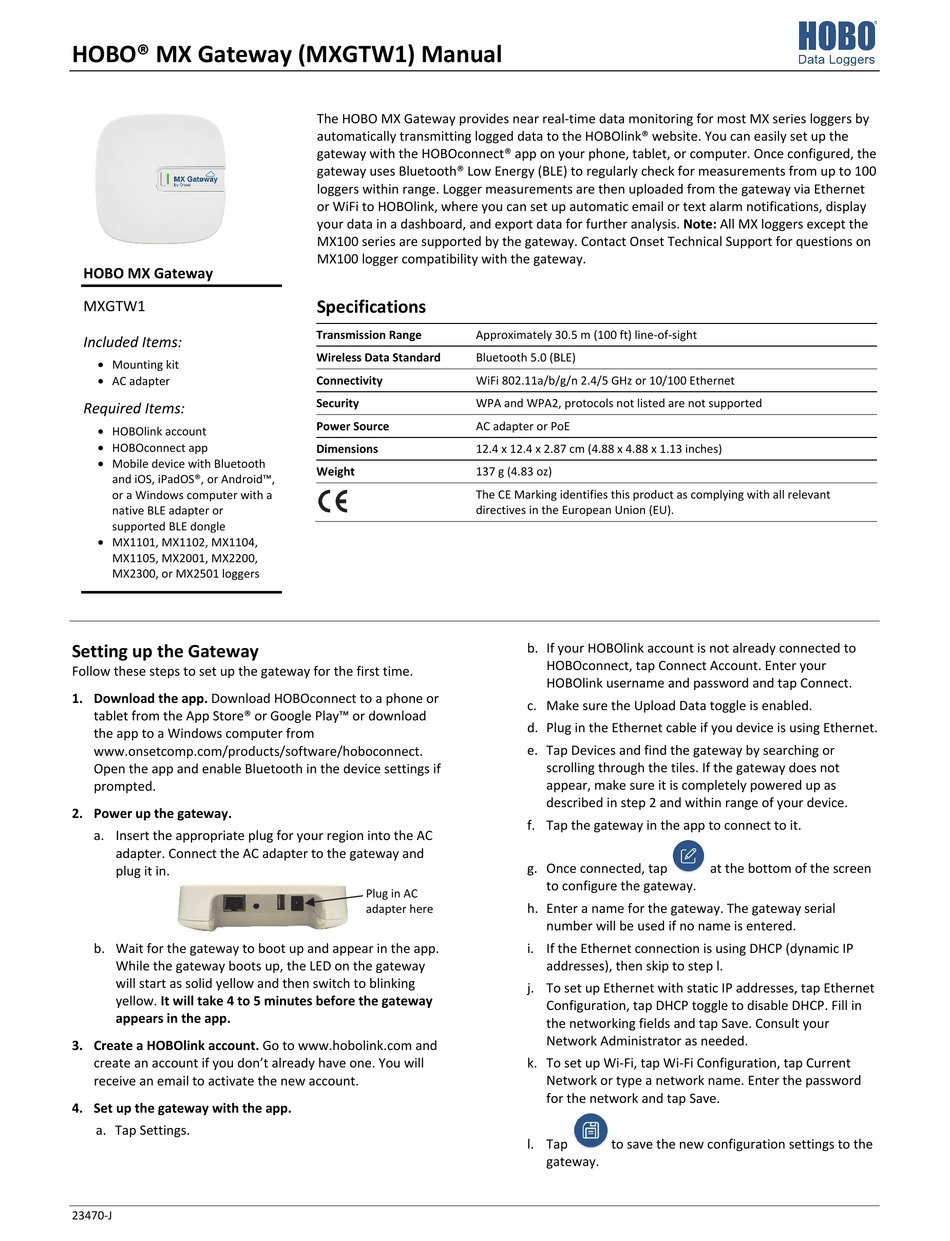 ONSET HOBO MX GATEWAY MANUAL Pdf Download | ManualsLib