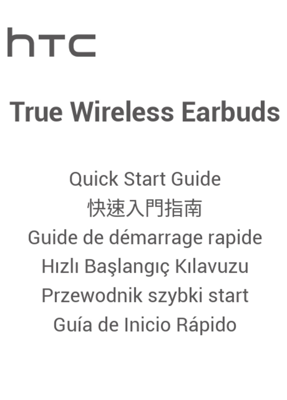 HTC TRUE WIRELESS EARBUDS QUICK START MANUAL Pdf Download | ManualsLib