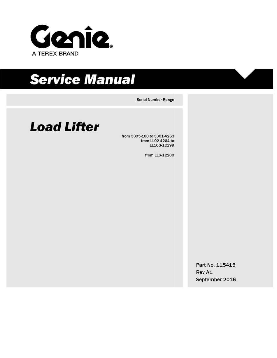 TEREX GENIE LOAD LIFTER SERVICE MANUAL Pdf Download ManualsLib