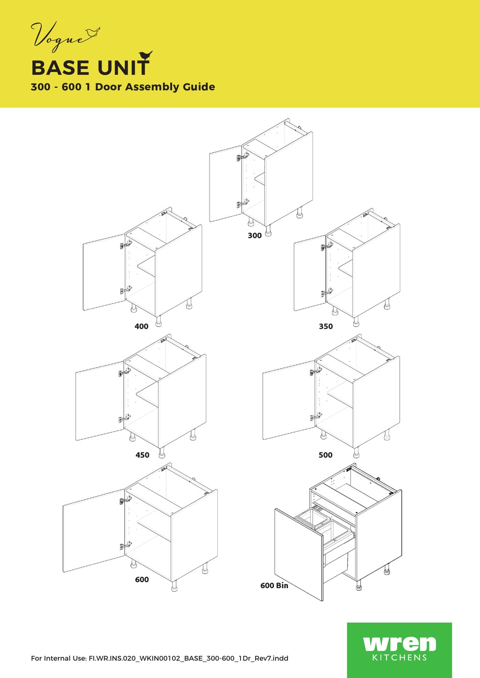 WREN KITCHENS VOGUE BASE UNIT 300 1 DOOR ASSEMBLY MANUAL Pdf Download ManualsLib