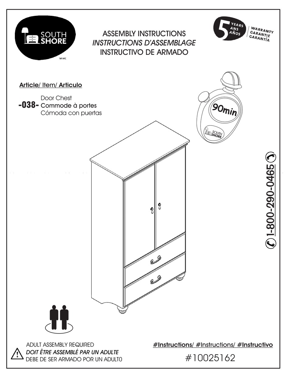 SOUTH SHORE 038 ASSEMBLY INSTRUCTIONS MANUAL Pdf Download ManualsLib